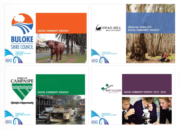 landscape document with four image covers for "Inpiring Digital Communities" by Stanford Marketing